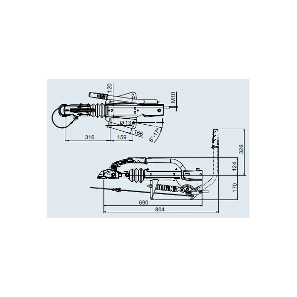 AL-KO Frein à inertie pour remorque - 251S - capacité max : 2700 kg - connexion au timon en V - montage inférieur & supérieur