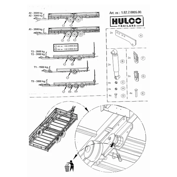 Amortisseurs Hulco MEDAX/TERRAX 1500 kg - essieu 1