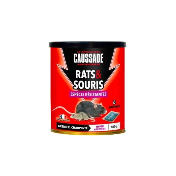 Appat raticide et souricide pour espèces résistantes spécial lieux secs
