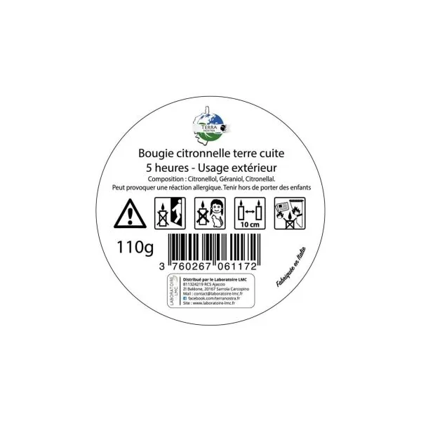 Bougie anti moustique citronnelle terre cuite x3