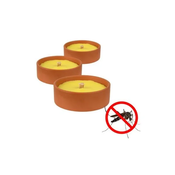 Bougie anti moustique citronnelle terre cuite x3