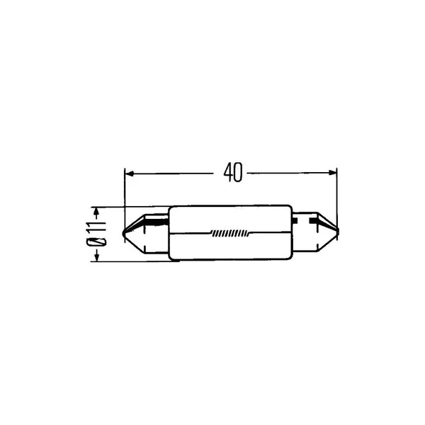 Boîte de 10 ampoules navette halogènes HELLA 12V 10W – Culot SV8.5-8 – 38 mm