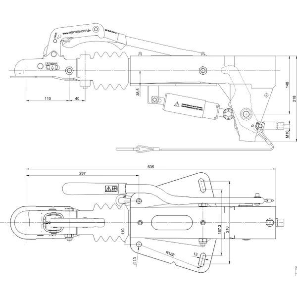 BPW Frein à inertie pour remorque - ZAF1,6-3 - version C - capacité max : 1500 kg - connexion au timon en V
