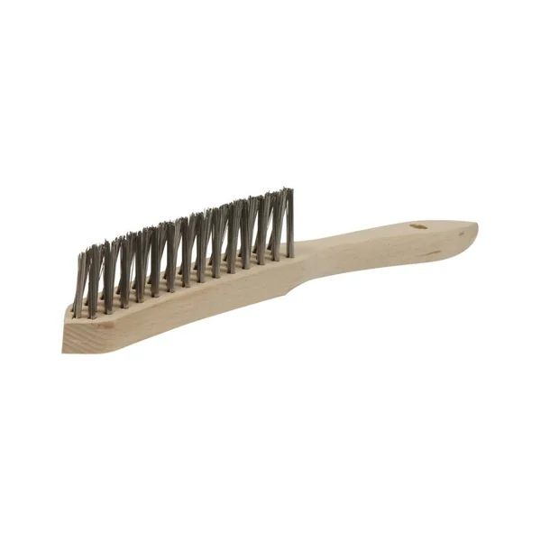 Brosse métallique 3 rangs – acier, manche bois incurvé – spécial soudure