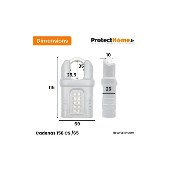 Cadenas 5 chiffres ABUS très haute sécurité 158CS/65