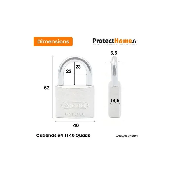 Cadenas Abus 64 Titalium 40 QUADS Spécial Extérieur