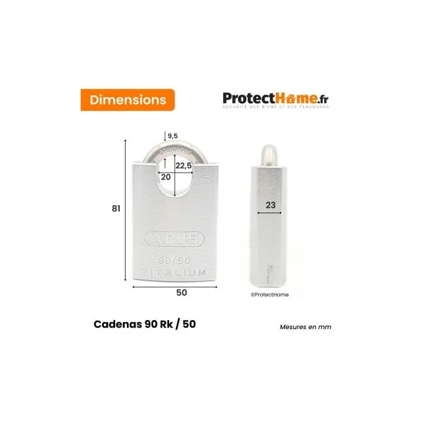 Cadenas abus 90RK/50 Titalium anse blindée