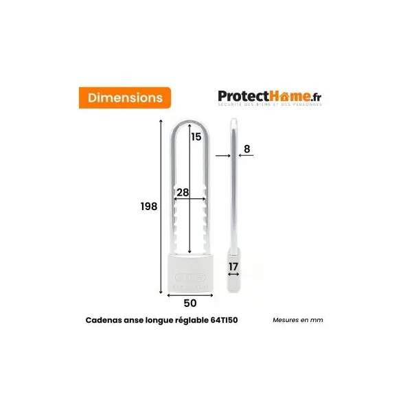 Cadenas abus anse longue réglable 64TI50