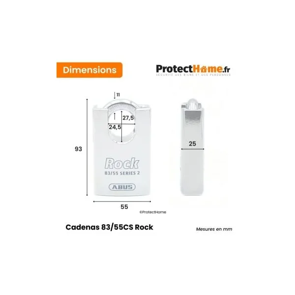 Cadenas abus très haute sécurité 83CS Rock Compatible Bravus/83
