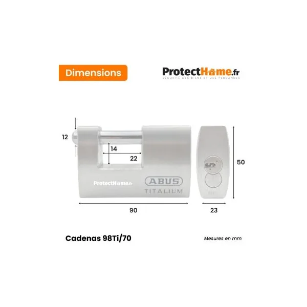 Cadenas monobloc 98TI haute résistance compatible D6
