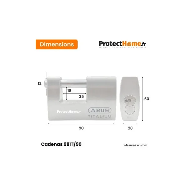 Cadenas monobloc 98TI haute résistance compatible D6