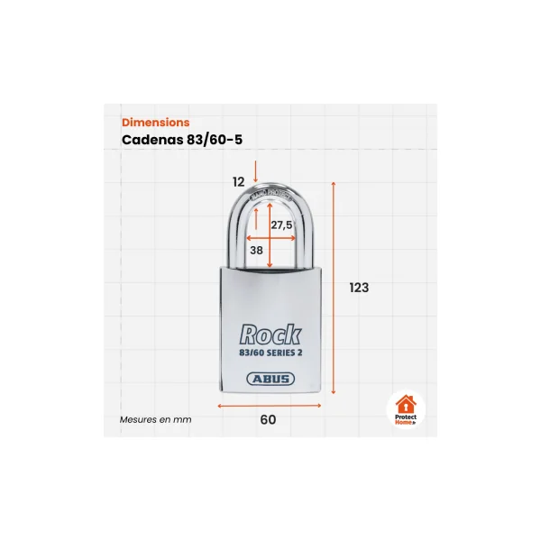 Cadenas sans cylindre abus 83/60-5 spécial demi cylindre