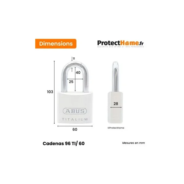 Cadenas Titalium 96TI Haute sécurité et légèreté compatible D6