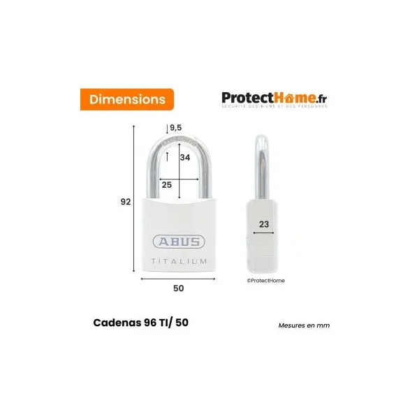 Cadenas Titalium 96TI Haute sécurité et légèreté compatible D6