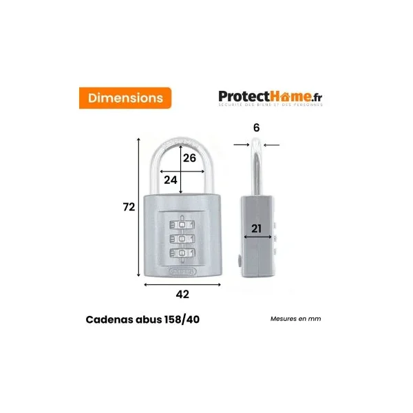 Cadenas à code 3 chiffres 158/40