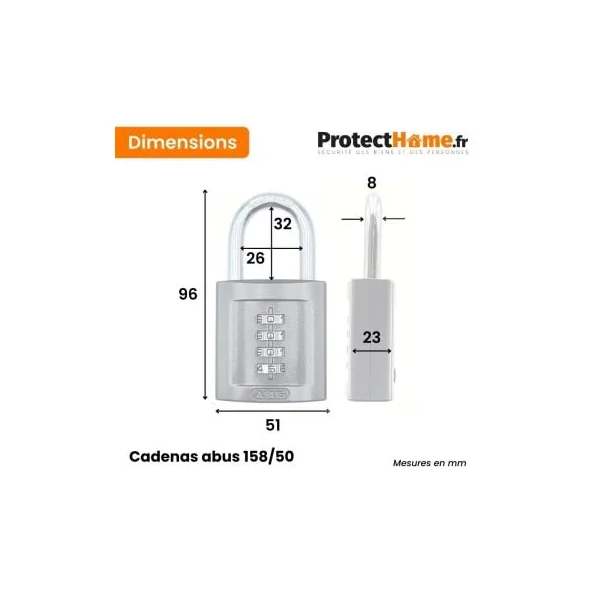 Cadenas à code 4 chiffres 158/50