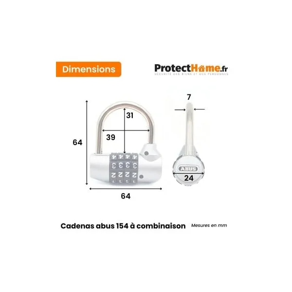 Cadenas à combinaison 4 chiffres pour extérieur abus 154