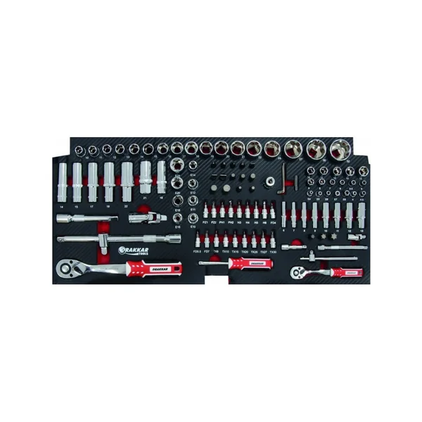 Coffre de servante 4 tiroirs avec 192 outils – Modules mousse finition carbone