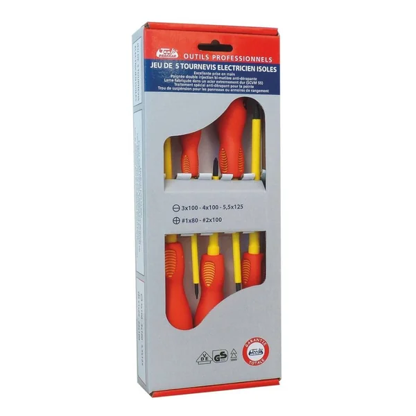 Coffret de 5 tournevis électricien isolés 1000V - plats