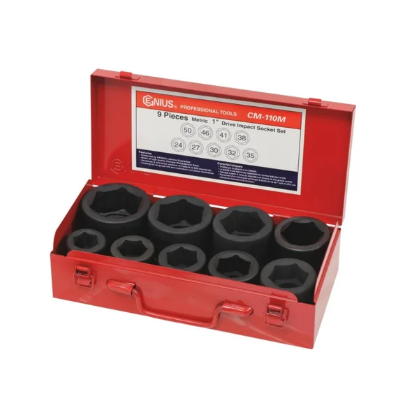 Coffret de 9 Douilles à Chocs 1" – Ø 24 à 50 mm