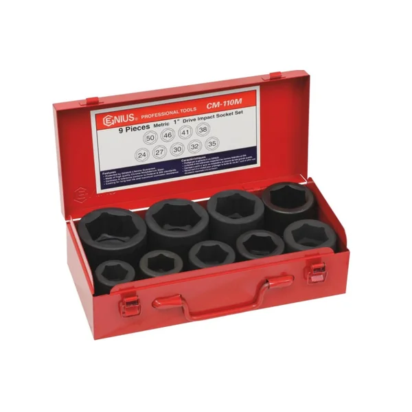 Coffret de 9 Douilles à Chocs 1" – Ø 24 à 50 mm