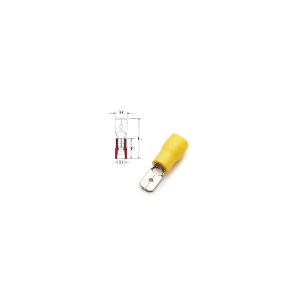 Cosse Préisolée Mâle 6,35 mm Jaune - Boîte de 100 pièces