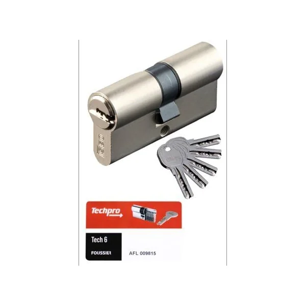 Cylindre de sûreté tech 6 nickelé s'entrouvrant Numéro stock 1