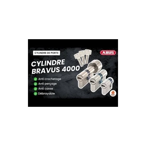 Cylindre serrure Abus Bravus 4000 bouton