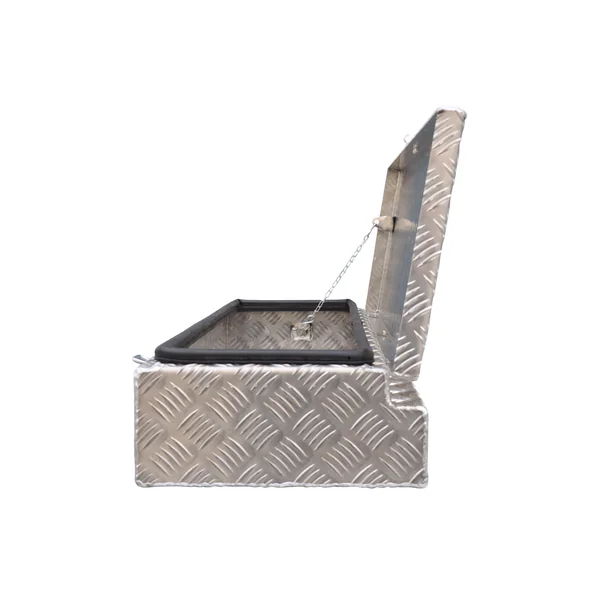 De Haan Box HM - 900x320x150 mm - boîte à timon en tôle striée en aluminium, étanche à l'eau et à la poussière - avec grenouillère remorque
