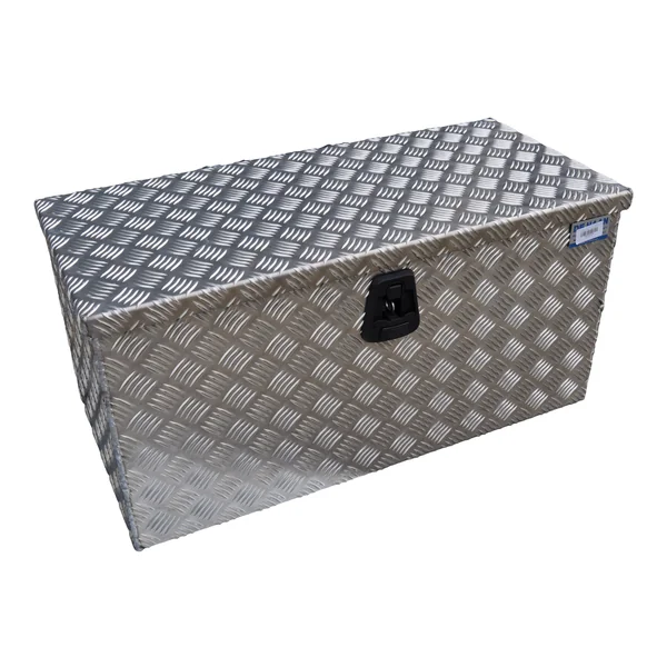 DE HAAN BOX I - 800x400x400 mm - boîte à timon d'aluminium striée étanche à l'eau et à la poussière - avec serrure à papillon, serrures à tendeur ou serrure en T