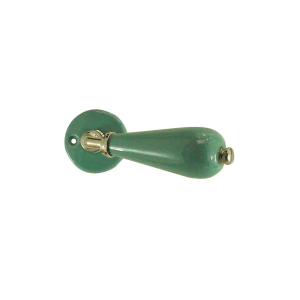 Demi poignée de porte BLEU VERT en porcelaine + Rosace de fonction trou clé