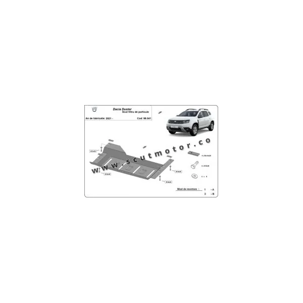 Duster II Facelift (2021-) - Particle filter metal shield - 3mm