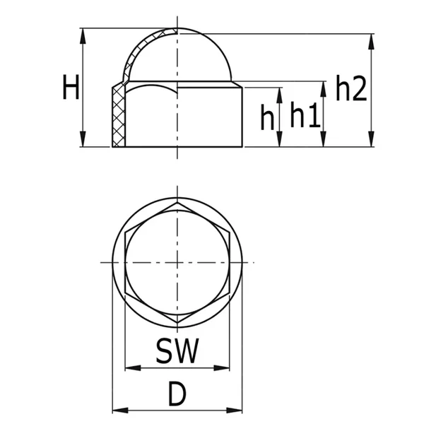 Ecrou de couverture M16 - 10 pièce