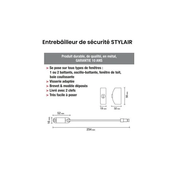 Entrebailleur de fenetre spécial velux et oscillo battant