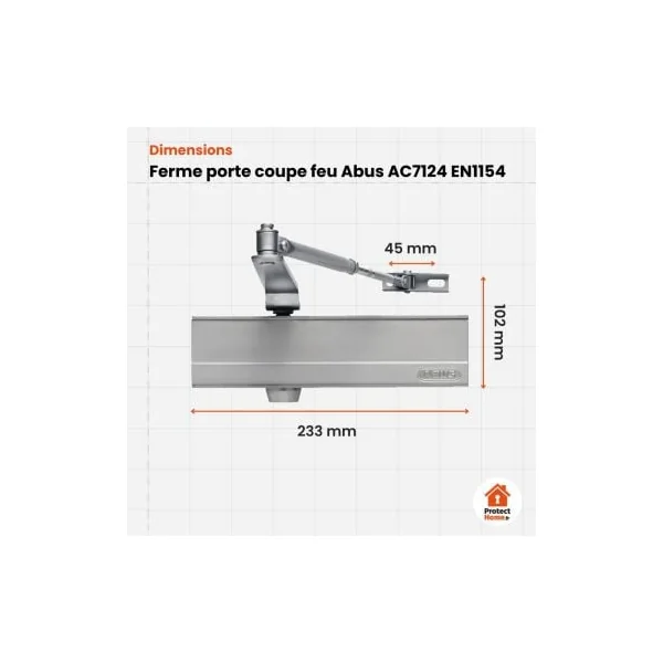 Ferme porte coupe feu Abus AC7124 EN1154