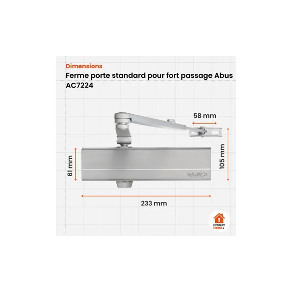 Ferme porte standard pour fort passage Abus AC7224