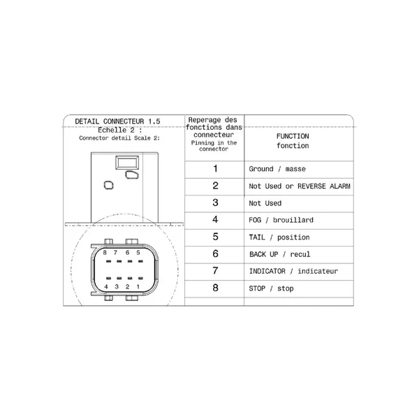 FEU ARRIERE DROIT VIGNAL LC8 CONNECTEUR LATERAL HDSCS