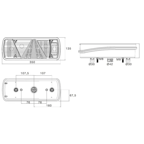 Feu arrière de remorque - Aspöck Ecopoint 2 - droite - raccordement par connecteur ASS2 à 7 broches baïonnette