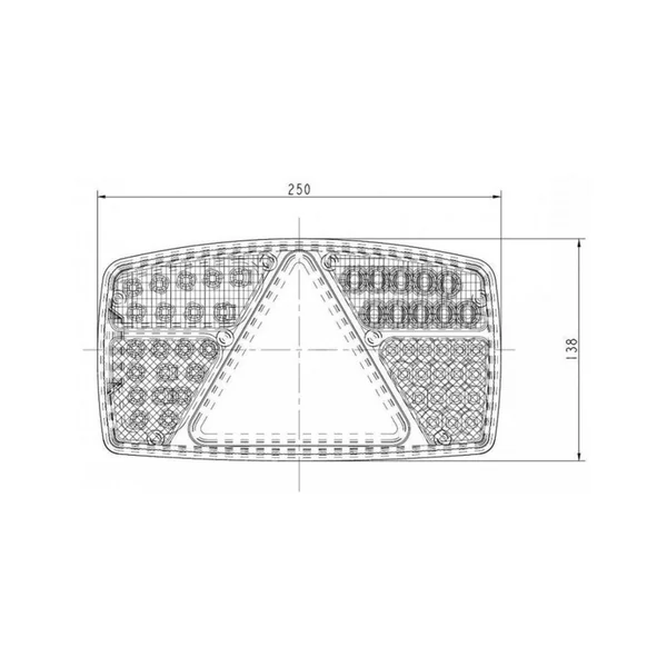 Feu arrière droit LED 12/24V avec triangle – 53 LEDs – Homologué ECE