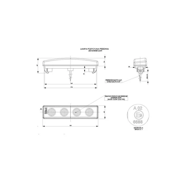 Feu de position diurne LED 24V – 4 LED – Compatible SCANIA