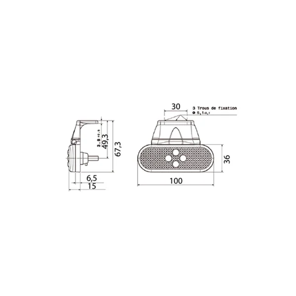 Feu de position Orange LED VIGNAL - SMD04 LED - 104250 - 24V