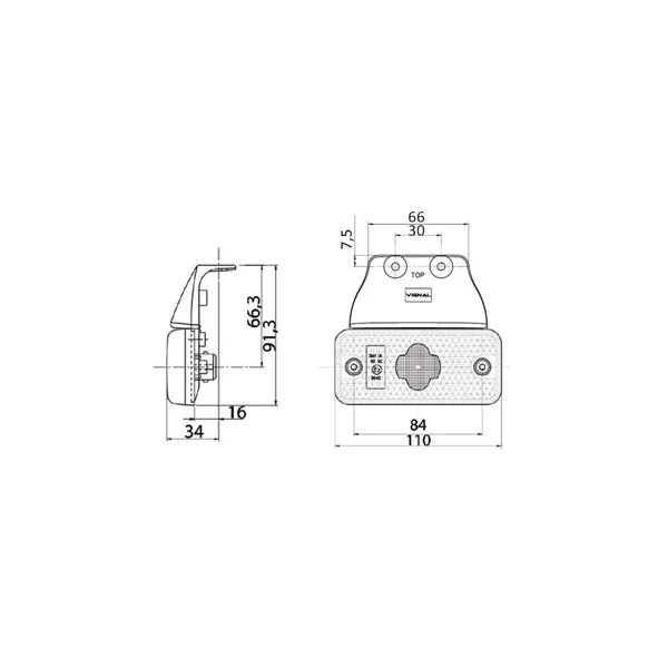 Feu de position Orange à LED VIGNAL SMD98 - 198530 - 24V