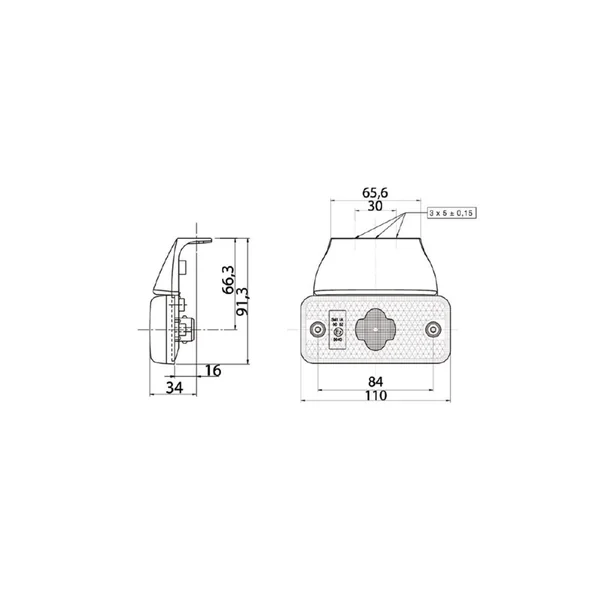 Feu de position Orange à LED VIGNAL SMD98 - 198540 - 24V