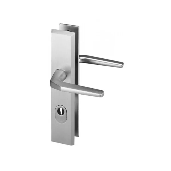 Garniture Béquille Double Cylindre Protégé ALPHA Aluminium Argent 210