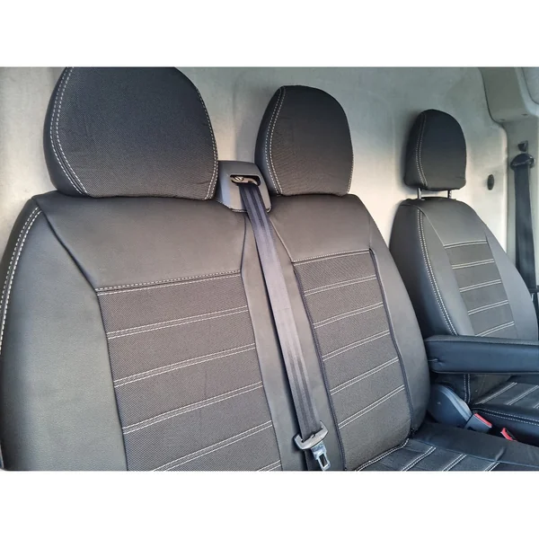 Housses siège Nissan NV300 simili cuir et tissu jean banquette en 1 partie