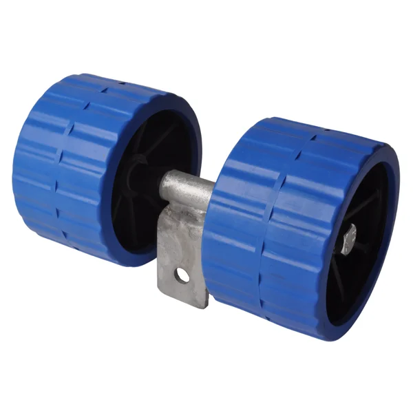 Jeu de roulettes en plastique - bleu - 74x120 mm sur bloc basculant 30 mm