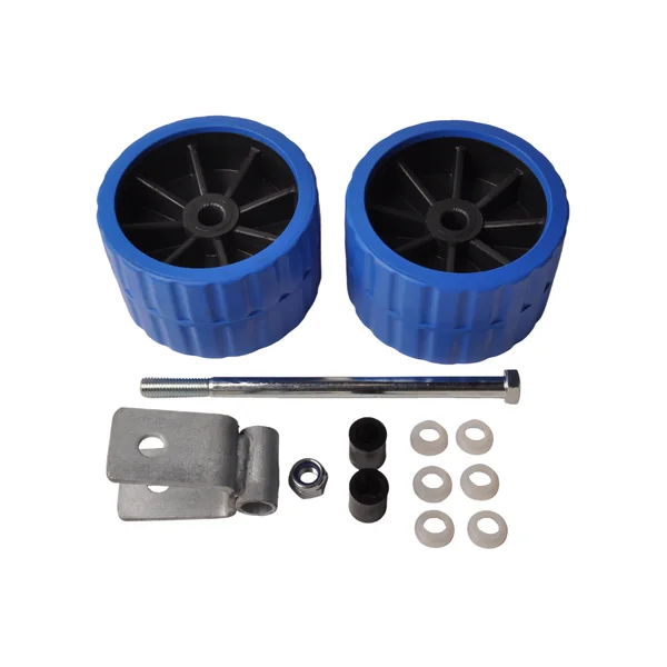 Jeu de roulettes en plastique - bleu - 74x120 mm sur bloc basculant 30 mm