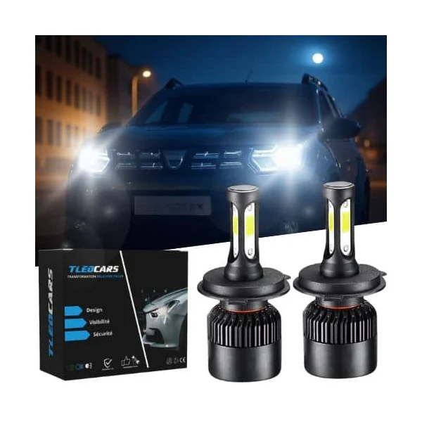 Kit Ampoules LED H16 Blanc Pur 6500 K Phares avants 72W - Feux antibrouillards - Dacia Duster (2010-2018)