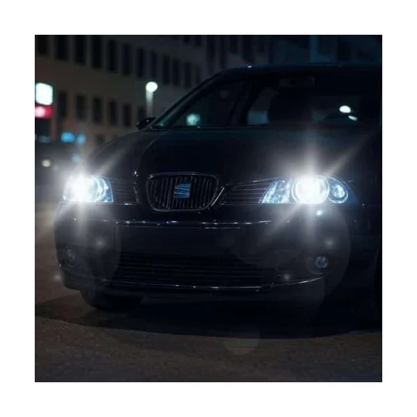 Kit Ampoules LED H3 Blanc Pur 6500 K Phares avants 72W - Feux antibrouillards - Seat Ibiza 6L (2002-2008)
