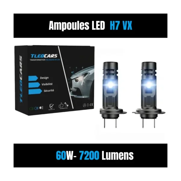 Kit Ampoules LED H7 Blanc Pur 6500 K Phares avants 72W - Feux de croisement - VOLVO V40 II (2012-2020)